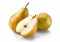 Yellow ripe pears on white background.Macro.AI Generative Royalty Free Stock Photo