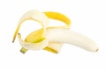 Yellow, ripe, peeled banana isolated on white background