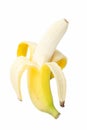 Yellow, ripe, peeled banana isolated on white background Royalty Free Stock Photo