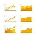 Yellow rising graph histogram set on white background