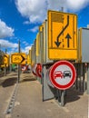 Road narrowing and other traffic signs