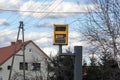 yellow road radar measures the speed of traffic