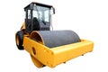 Yellow road-roller for the ground consolidation Royalty Free Stock Photo