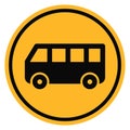 Yellow road sign with bus symbol. City transport icon