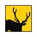 Yellow road sign: Deer Crossing Zone. Drive slowly for beware of Wild animal movement Animal crossing sign.