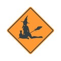 Yellow road sign. Halloween