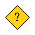 yellow road sign. question mark Symbols. vector icon. Rectangle curve symbols. Royalty Free Stock Photo
