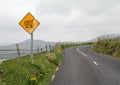 Yellow road sign with shopping cart