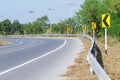 Yellow road signs warn Drivers for Ahead Dangerous Curve Royalty Free Stock Photo