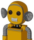 Yellow Robot With Bubble Head And Teeth Mouth And Red Eyed