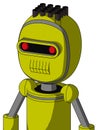 Yellow Robot With Bubble Head And Toothy Mouth And Visor Eye And Pipe Hair