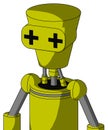 Yellow Robot With Cylinder-Conic Head And Plus Sign Eyes