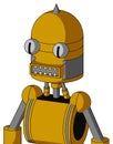 Yellow Robot With Dome Head And Square Mouth And Two Eyes And Spike Tip