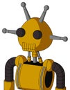 Yellow Robot With Rounded Head And Toothy Mouth And Two Eyes And Double Antenna