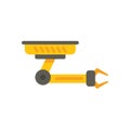 Yellow robotic arm holding empty platform