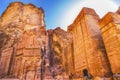 Yellow Rock Tombs Morning Street of Facades Petra Jordan Royalty Free Stock Photo