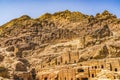 Yellow Rock Tombs Morning Street of Facades Petra Jordan Royalty Free Stock Photo