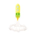 Yellow Rocket as Spacecraft with Engine Exhaust Launching in Space Vector Illustration Royalty Free Stock Photo