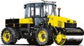 Yellow Roller Compactor Machine, Heavy Construction Equipment, Road Roller Truck Royalty Free Stock Photo