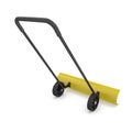 Yellow Rolling Snow Shovel on white. 3D illustration