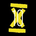 Yellow Roman numeral 10 on black background. Old roman antique alphabet number and font roman alphabet.