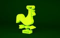 Yellow Rooster weather vane icon isolated on green background. Weathercock sign. Windvane rooster. Minimalism concept