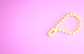 Yellow Rosary beads religion icon isolated on pink background. Minimalism concept. 3d illustration 3D render Royalty Free Stock Photo