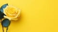 Yellow Rose On Bright Yellow Background: A Vaporwave Aesthetic