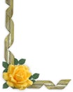 Yellow Rose and gold ribbon Border Royalty Free Stock Photo