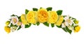 Yellow roses and alstroemeria flowers in a wave arrangement