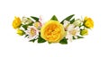 Yellow roses and alstroemeria flowers in a wave arrangement