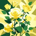 Yellow roses on a yellow background. Vector illustration for your design. Generative AI Royalty Free Stock Photo