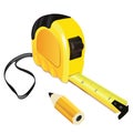 Yellow roulette measure building tool with pencil