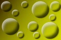 yellow round bubble balls shape foam bubbles liquid water fluid shiny soap ball Royalty Free Stock Photo