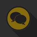 Yellow round button, black two speech bubbles icon