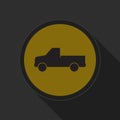 Yellow round button - pickup with a flatbed icon