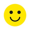 Yellow round emoticons, smile. Beautiful happy yellow anime smiley on white background