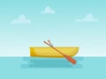 Yellow rowboat on sea. Horizontal background with seascape Royalty Free Stock Photo