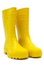 Yellow rubber boots isolated Royalty Free Stock Photo