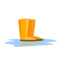 Yellow Rubber Boots. white background. Vector illustration.