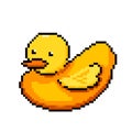 Yellow rubber duck pixel art vector drawing Royalty Free Stock Photo