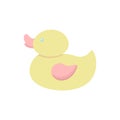 Yellow rubber duck for a bathtub. Baby toy. Simple cute flat icon. Cartoon element for design of children's goods Royalty Free Stock Photo