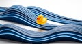 Yellow rubber duck on blue wave background design Royalty Free Stock Photo