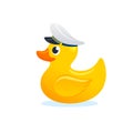 Yellow Rubber Duck Captain. Vector Illustration.