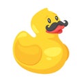 yellow rubber duck with funny curly mustaches