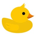 Yellow rubber duck icon, flat style Royalty Free Stock Photo