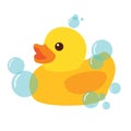 Yellow Rubber Duck Icon Vector Illustration Royalty Free Stock Photo