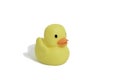 Yellow rubber duck isolated on white background. Classic rubber bath toy Royalty Free Stock Photo