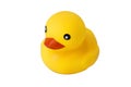 Yellow rubber duck, isolated on white background. Classic squeak toy rubber ducky Royalty Free Stock Photo