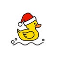 Yellow rubber duck merry christmas icon isolated Royalty Free Stock Photo